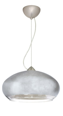 Brio LED Satin Nickel Pendant Ceiling Light in Silver Foil Glass