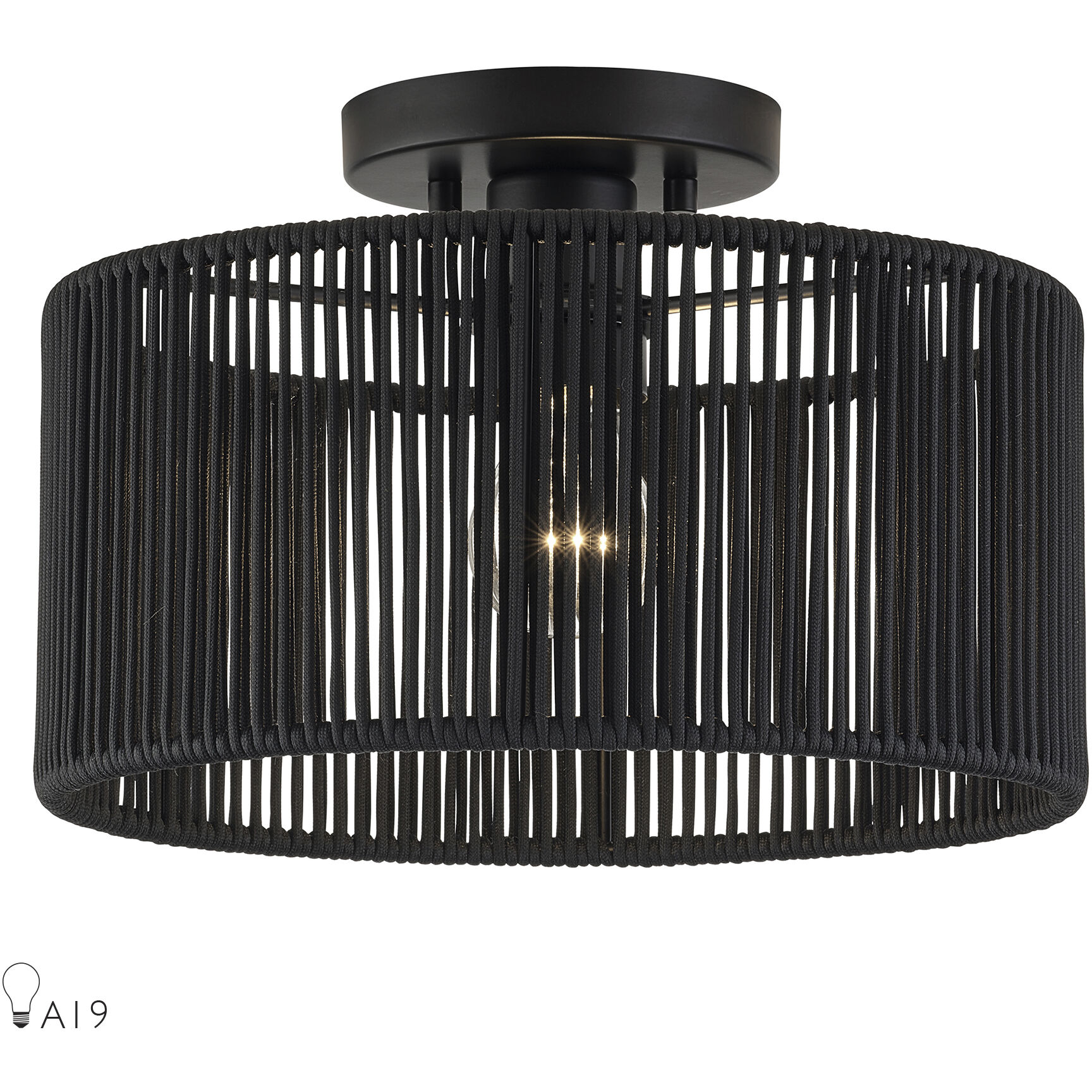 Acordia 1 Light 12 inch Black Semi Flush Mount Ceiling Light, Medium