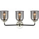 Nouveau Small Bell LED 23 inch Black Polished Nickel Bath Vanity Light Wall Light in Plated Smoke Glass, Nouveau