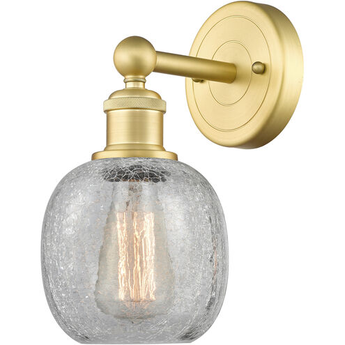 Belfast Sconce Wall Light in Satin Gold, Clear Crackle