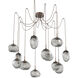 Cosmos LED 17 inch Burnished Bronze Swag Multi-Pendant Ceiling Light in 3000K LED, Floret Inner - Smoke Outer