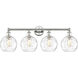 Athens Water Glass 4 Light 35 inch Polished Nickel Bath Vanity Light Wall Light in Clear Glass