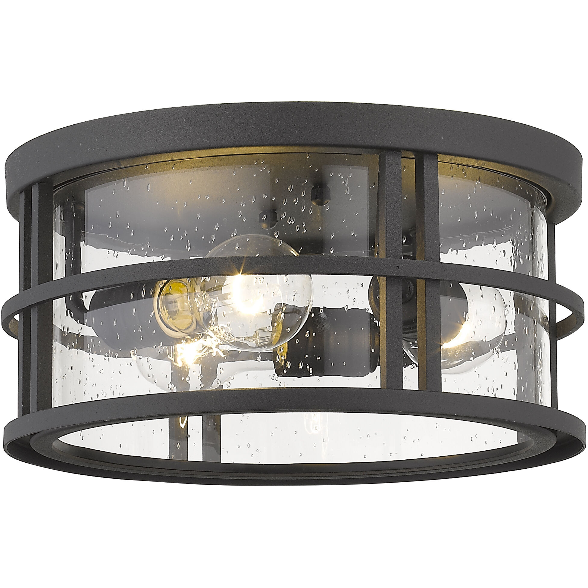 Jordan 3 Light 12 inch Black Outdoor Flush Mount