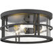 Jordan 3 Light 12 inch Black Outdoor Flush Mount