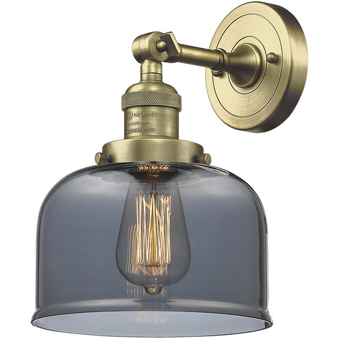Franklin Restoration Large Bell 1 Light 8 inch Antique Brass Semi-Flush Mount Ceiling Light in Incandescent, Plated Smoke Glass, Franklin Restoration
