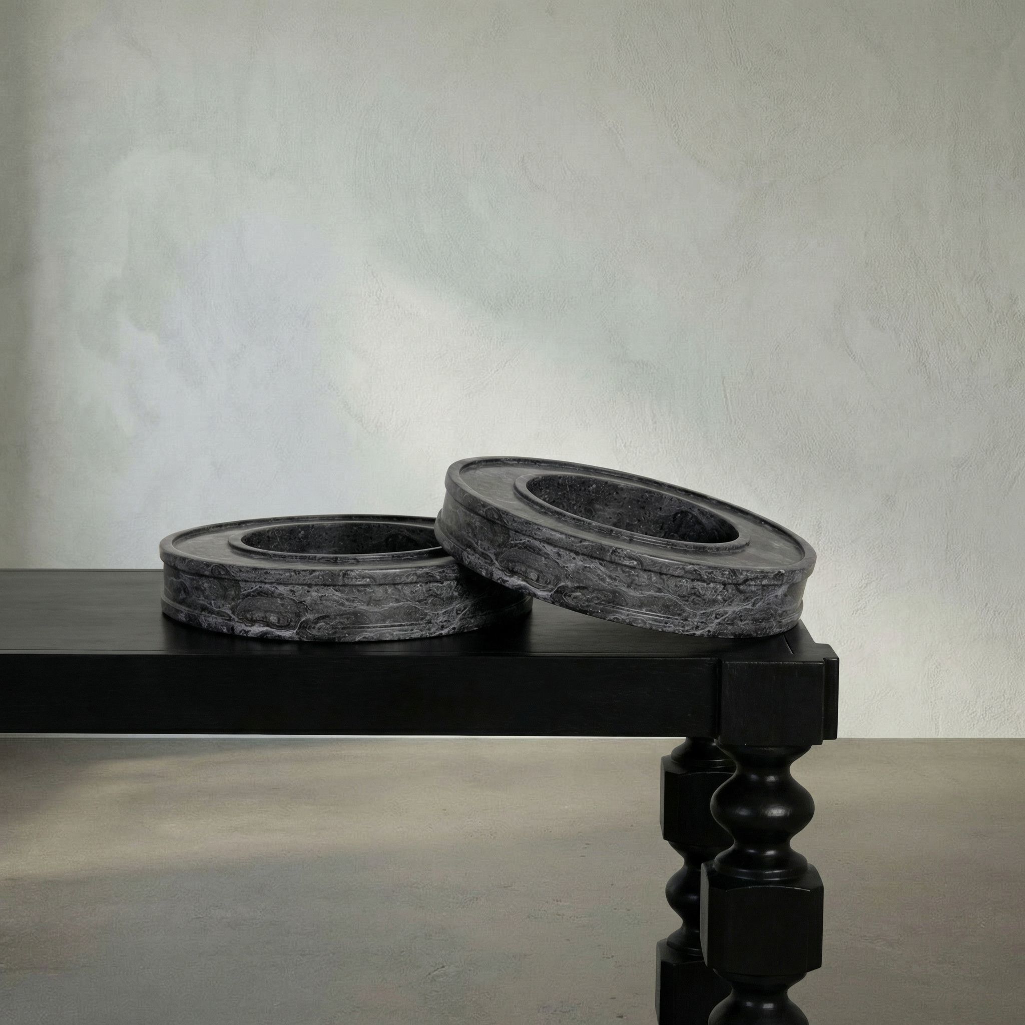 Kafka Black Marble Tray, Set of 2