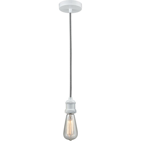 Edison Bare Bulb 1 Light 2 inch White Mini Pendant Ceiling Light in Zebra, Edison