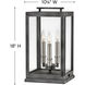 Sutcliffe 3 Light 18 inch Aged Zinc with Antique Nickel Outdoor Pier Mount Lantern in Non-LED