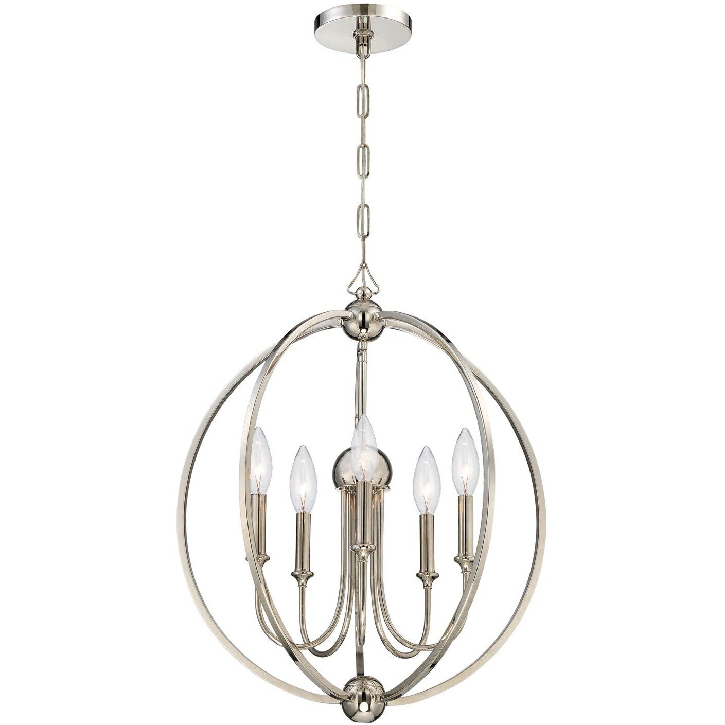 Sylvan 5 Light 22.5 inch Polished Nickel Chandelier Ceiling Light