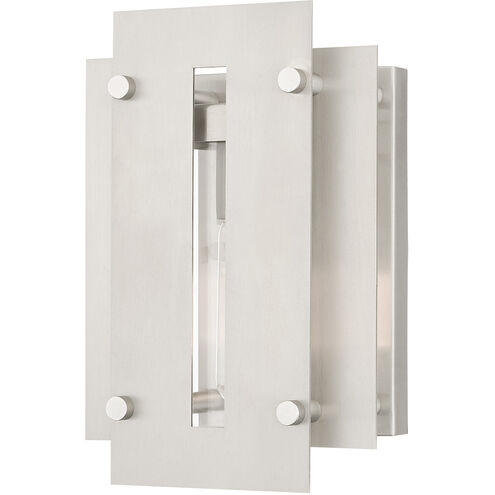 Utrecht 1 Light 10 inch Brushed Nickel Accents Outdoor Wall Lantern
