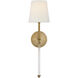 Suzanne Kasler Camille 1 Light 5.5 inch Hand-Rubbed Antique Brass Sconce Wall Light in Linen