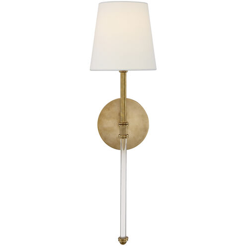 Suzanne Kasler Camille 1 Light 5.5 inch Hand-Rubbed Antique Brass Sconce Wall Light in Linen
