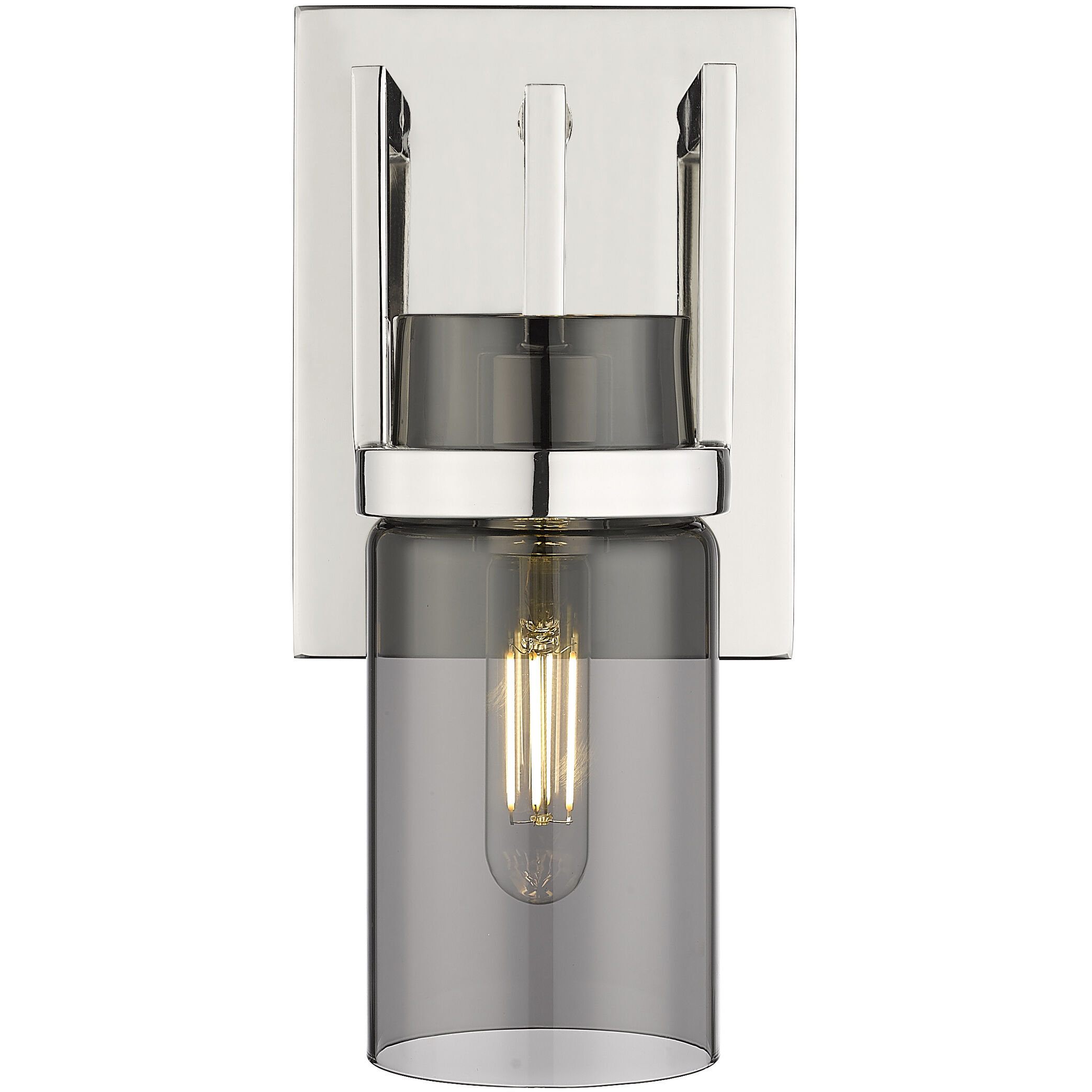 Utopia 1 Light 6 inch Polished Nickel Sconce Wall Light in Plated Smoke Glass