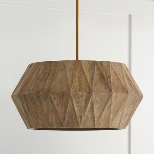 Nadeau 4 Light 22 inch Light Wood and Patinaed Brass Pendant Ceiling Light