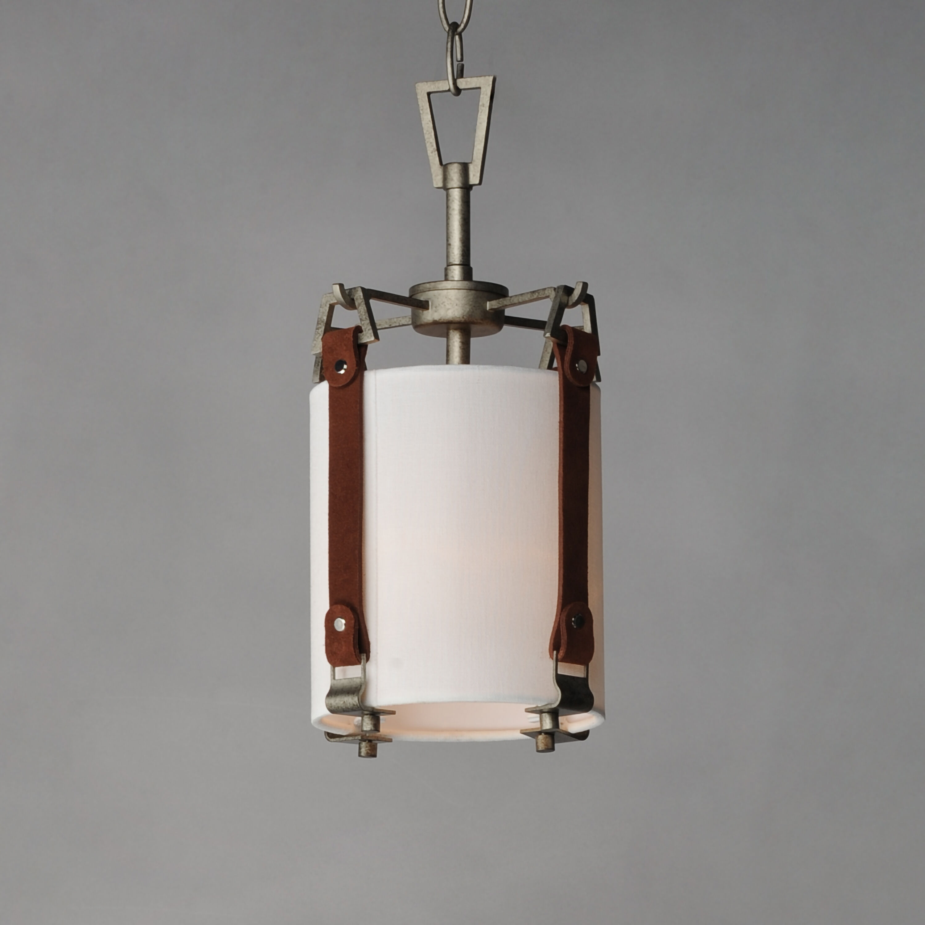 Sausalito 1 Light 7.5 inch Weathered Zinc / Brown Suede Single Pendant Ceiling Light