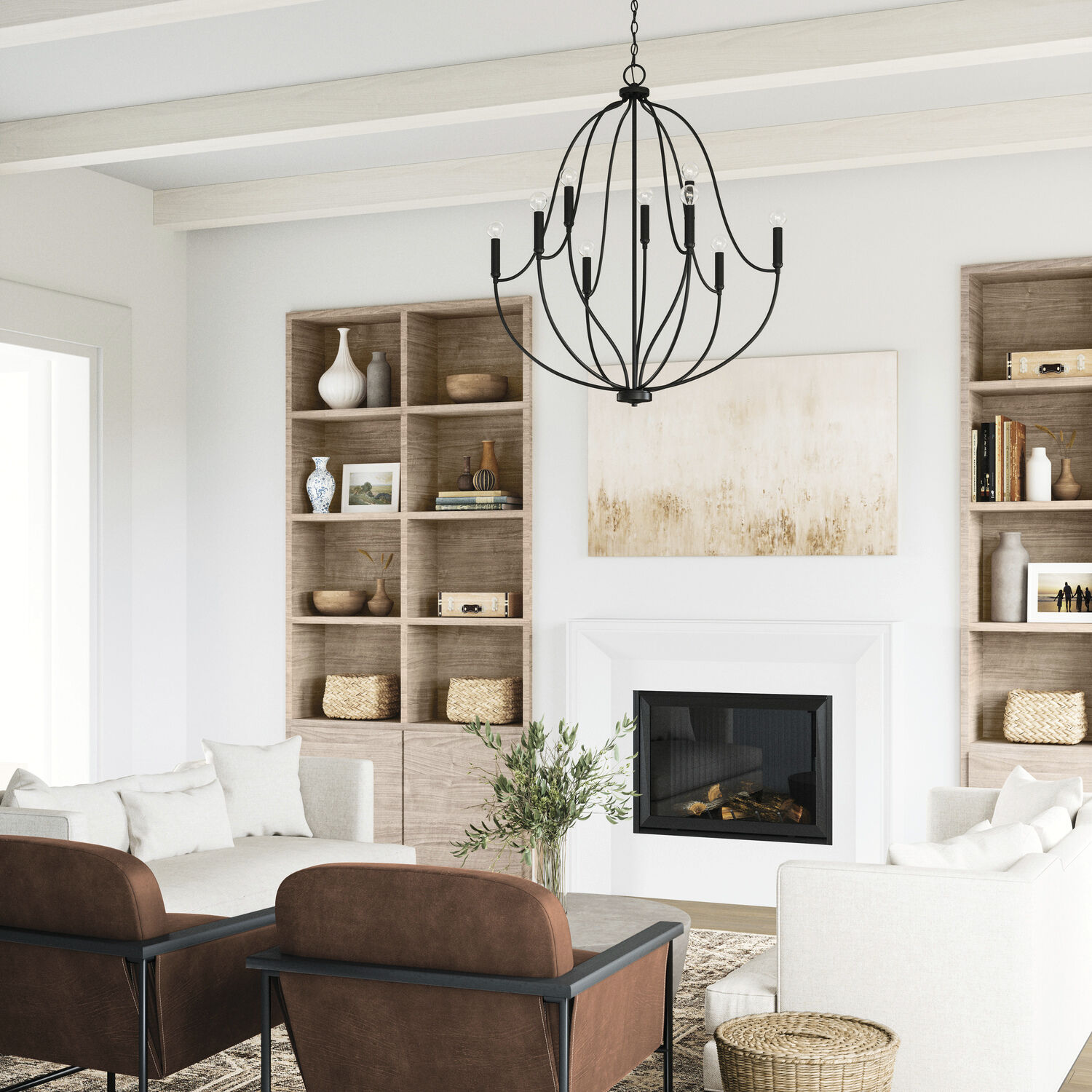 Madison 9 Light 33 inch Matte Black Chandelier Ceiling Light