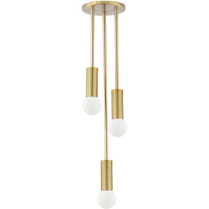 Adams 3 Light 6 inch Aged Brass Pendant Ceiling Light
