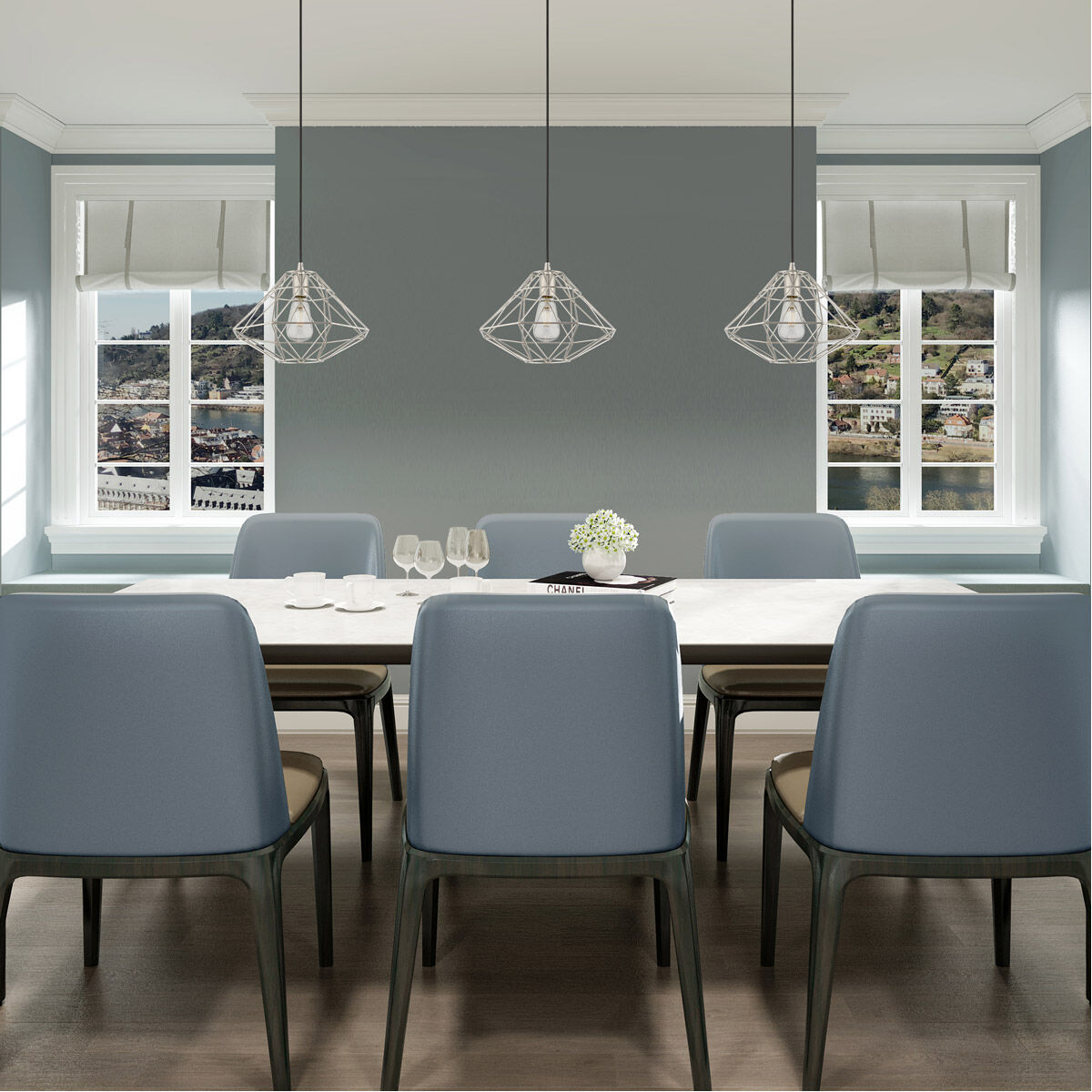 Geometric 1 Light 14 inch Brushed Nickel Mini Pendant Ceiling Light