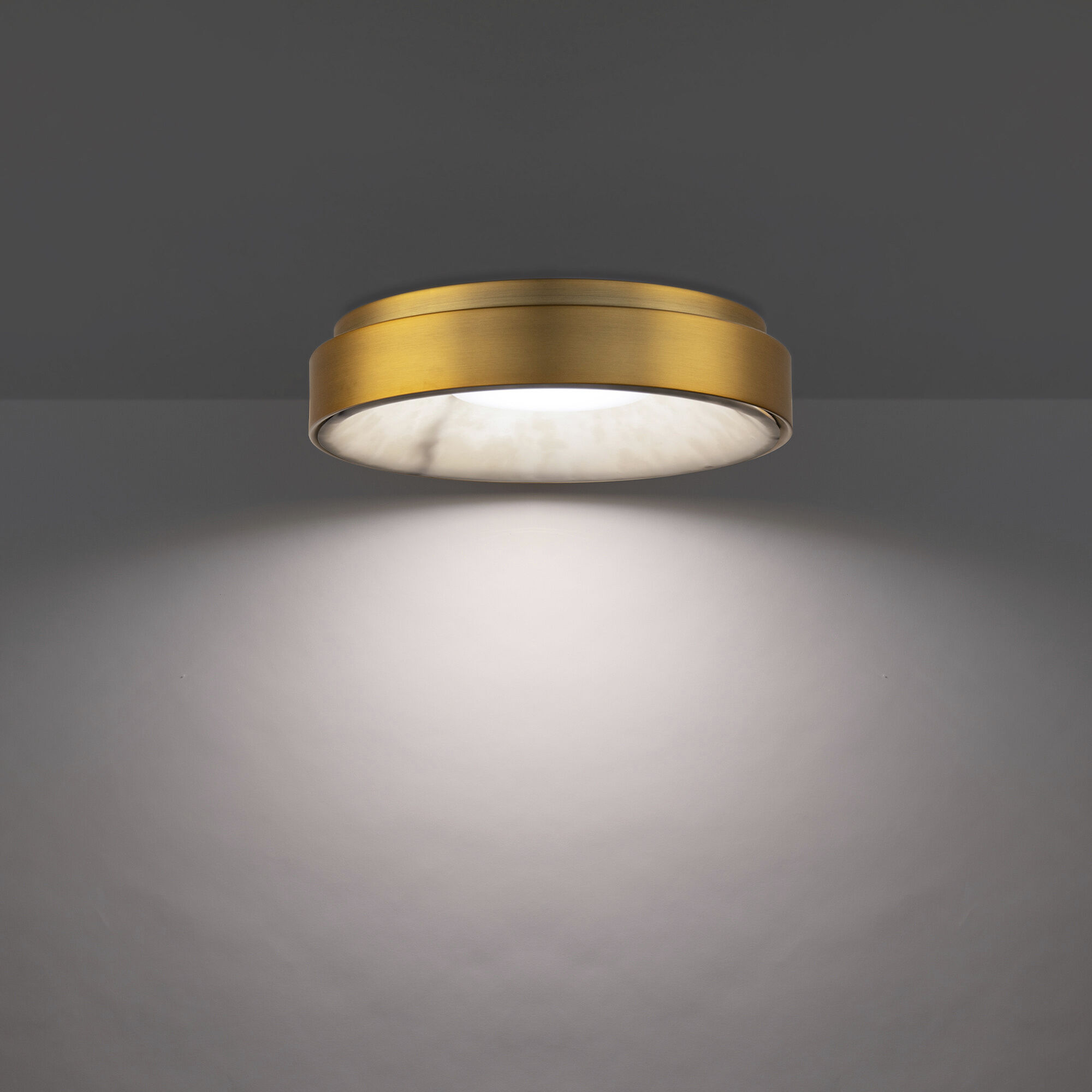 Crackle LED 14 inch Aged Brass Flush Mount Ceiling Light, dweLED