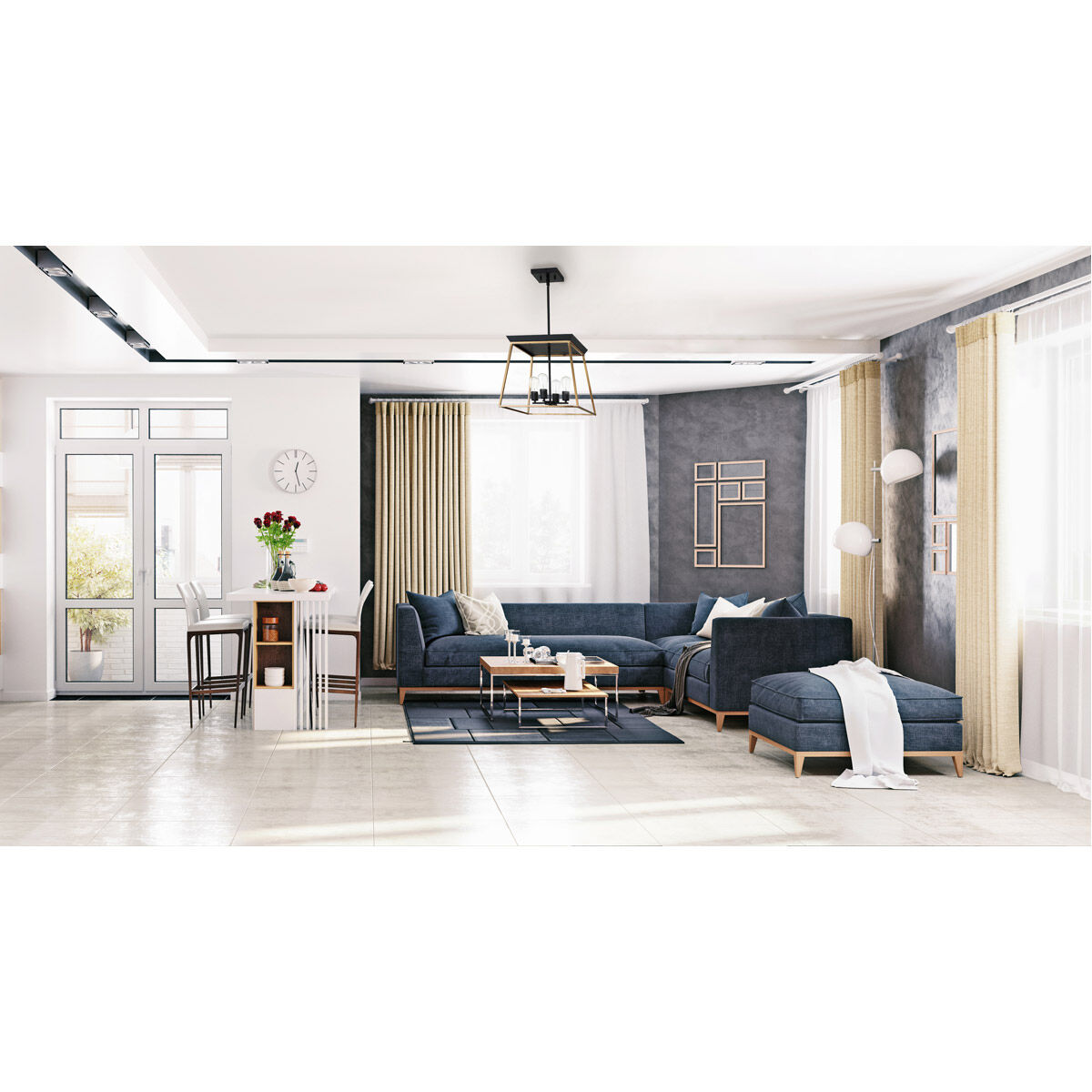 Paulino 4 Light 18.03 inch Brushed Gold and Matte Black Pendant Ceiling Light