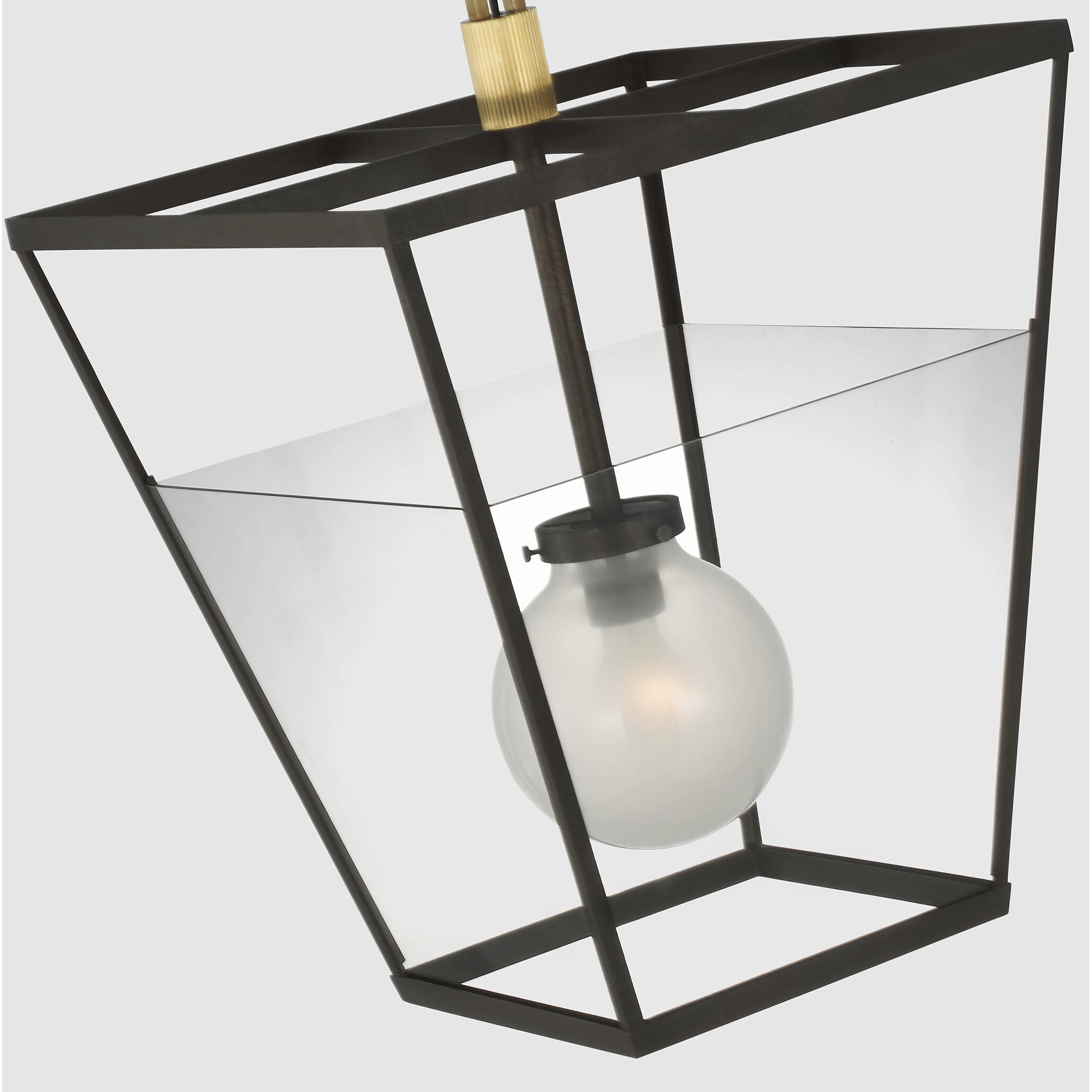 Ray Booth Illume LED 18 inch Warm Iron and Antique-Burnished Brass Lantern Pendant Ceiling Light