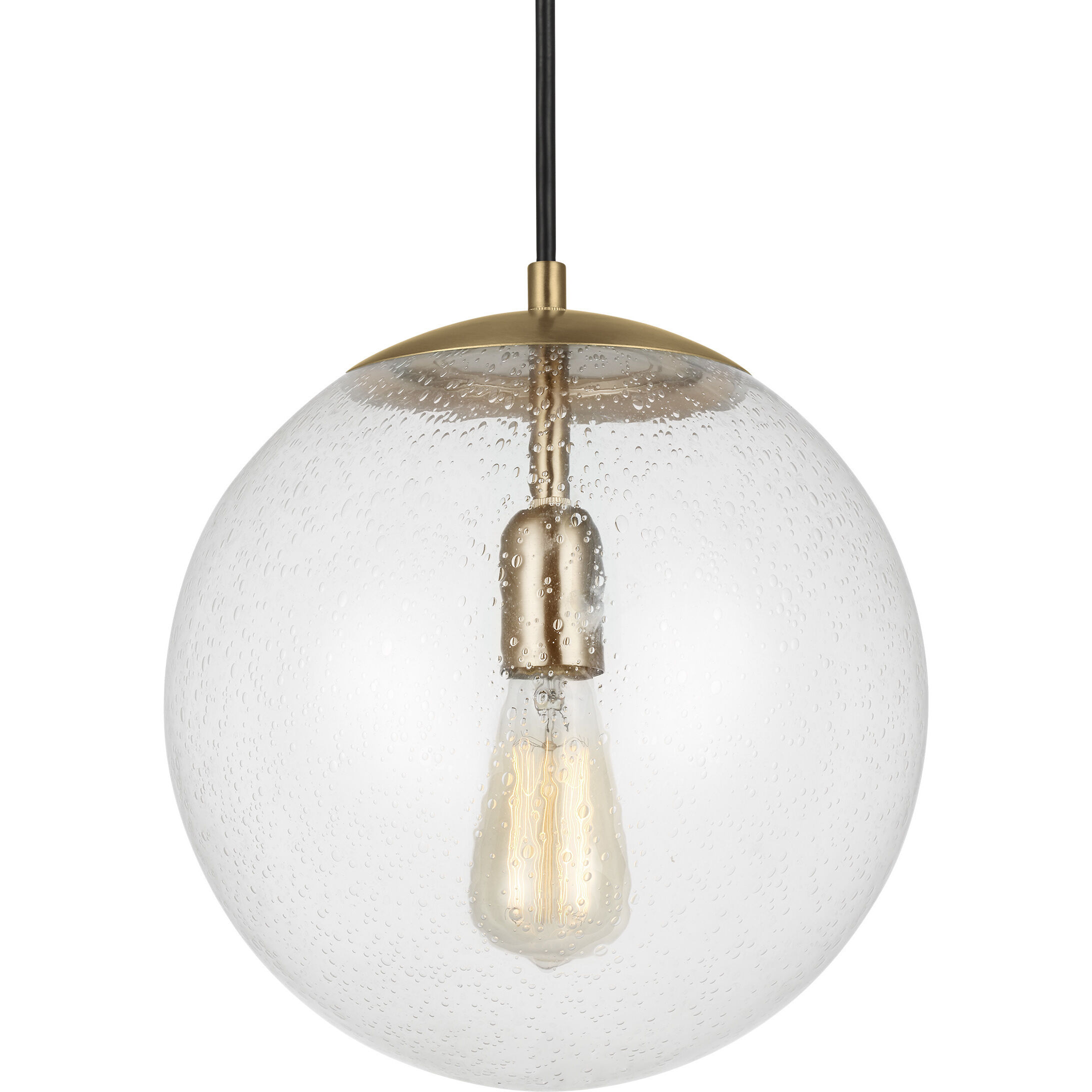 Leo - Hanging Globe Pendant Ceiling Light in Satin Brass
