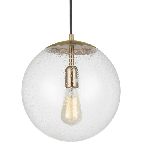 Leo - Hanging Globe 1 Light 12 inch Satin Brass Pendant Ceiling Light