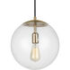 Leo - Hanging Globe 1 Light 12 inch Satin Brass Pendant Ceiling Light