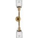 Franklin Restoration Small Bell 2 Light 16 inch Brushed Brass Bath Vanity Light Wall Light in Clear Glass, Franklin Restoration