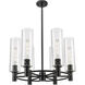Crown Point 6 Light 24 inch Matte Black Chandelier Ceiling Light in Seedy Glass