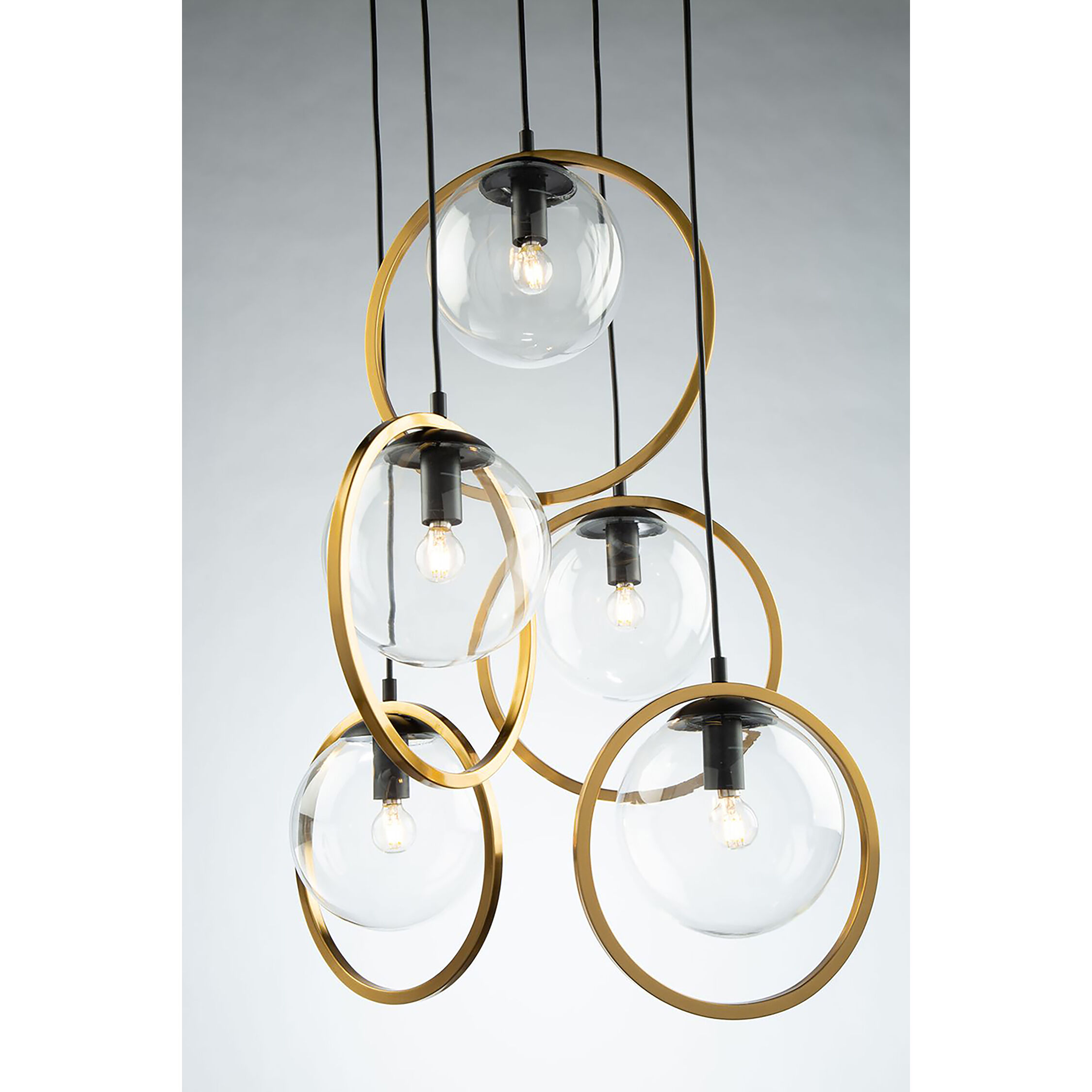 Lugano LED 17 inch Black and Vintage Brass Pendant Ceiling Light