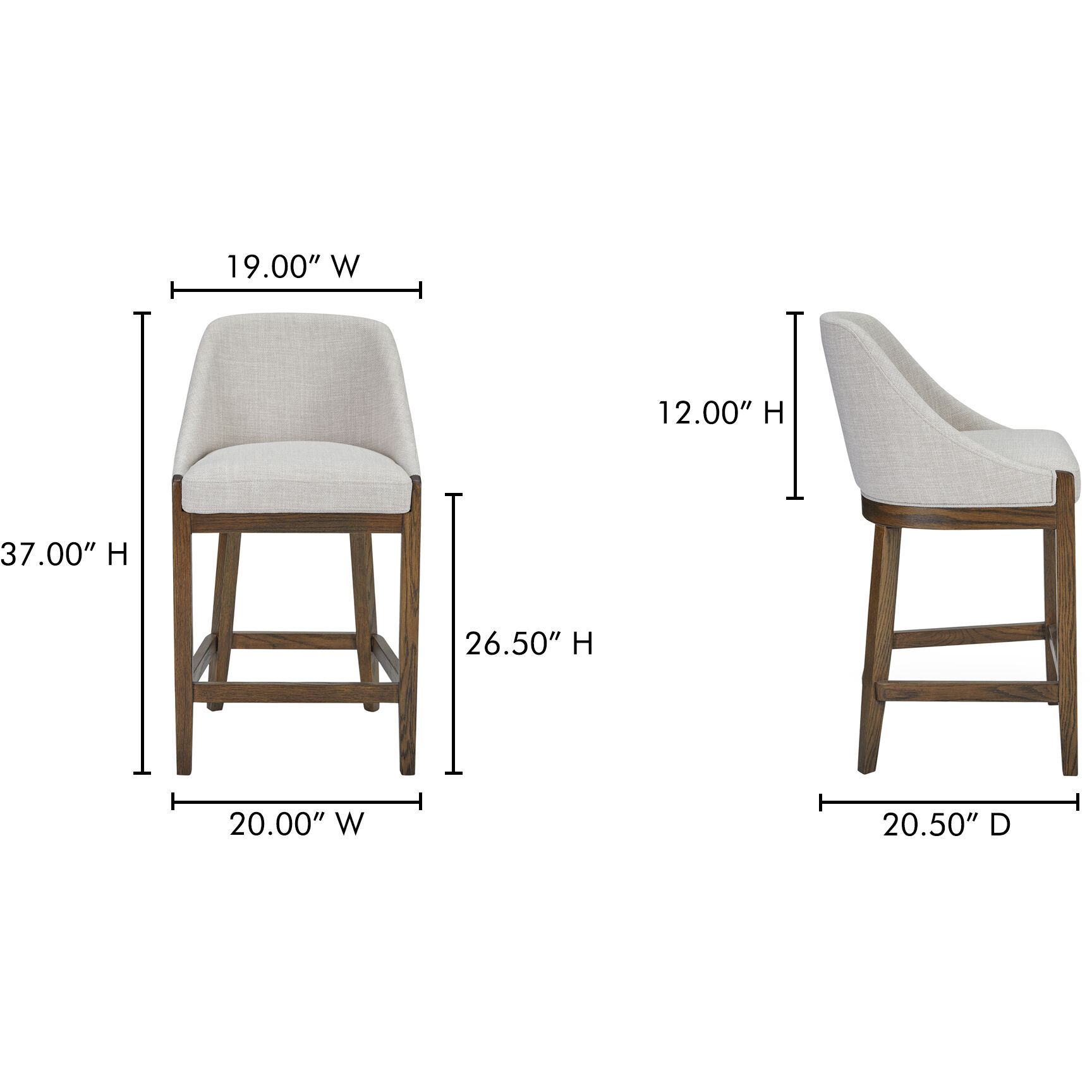 Edward 37 inch Beige Counter Stool