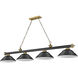 Cordon 4 Light 81.75 inch Matte Black and Rubbed Brass Billiard Ceiling Light in Matte Black Steel