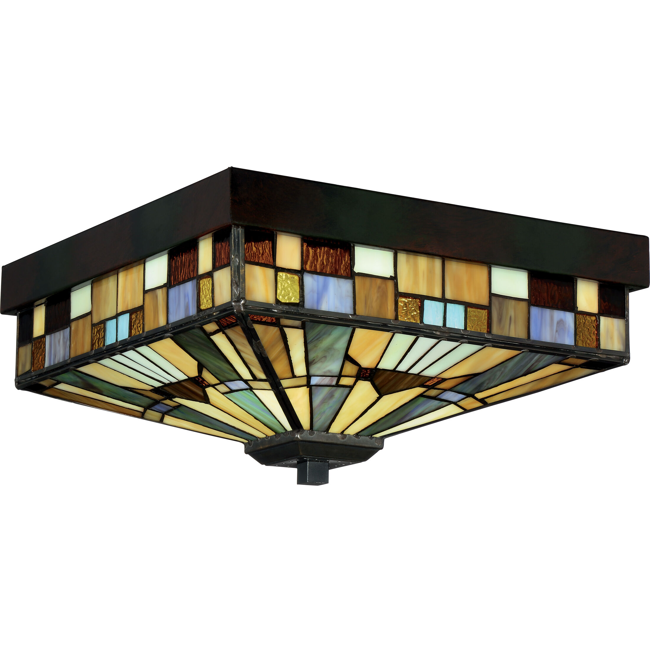 Inglenook 3 Light 14 inch Valiant Bronze Flush Mount Ceiling Light, Naturals