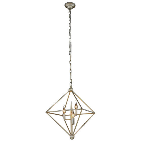 Nora 3 Light 22 inch Vintage Silver Leaf Pendant Ceiling Light, Urban Classic