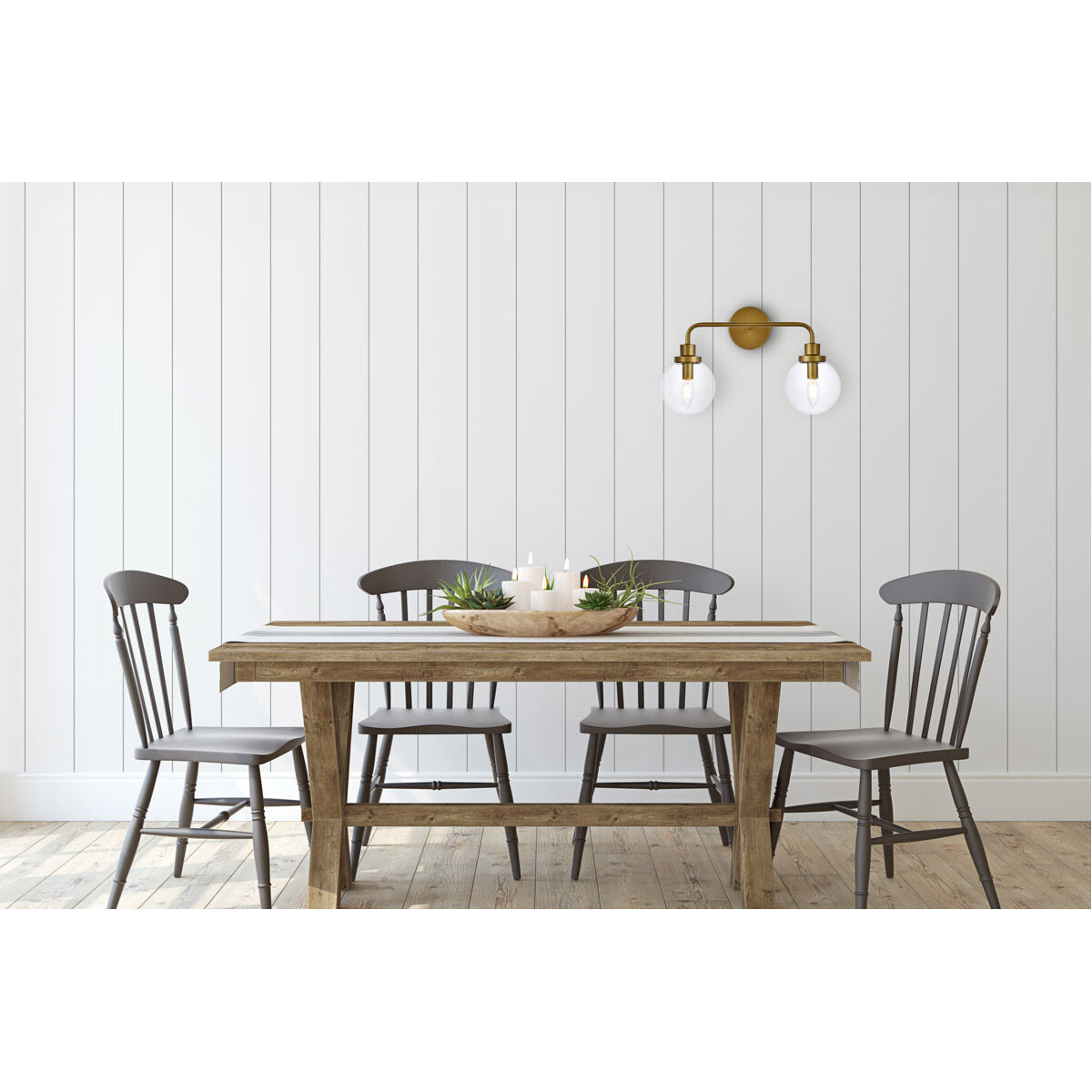 Hanson 2 Light 19 inch Brass Bath Sconce Wall Light