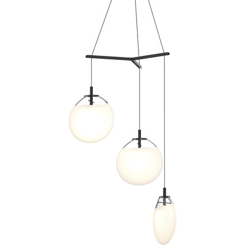 Cantina LED 33 inch Satin Black Pendant Ceiling Light in Poured White Glass