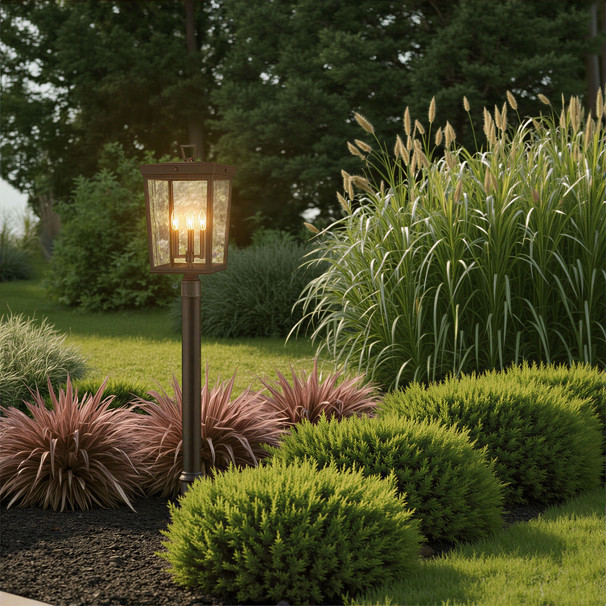Belmont 3 Light 22.25 inch Twilight Bronze Outdoor Post