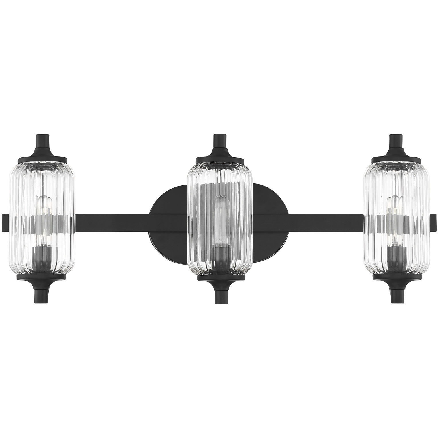Holton 3 Light 24 inch Matte Black Bathroom Vanity Light Wall Light