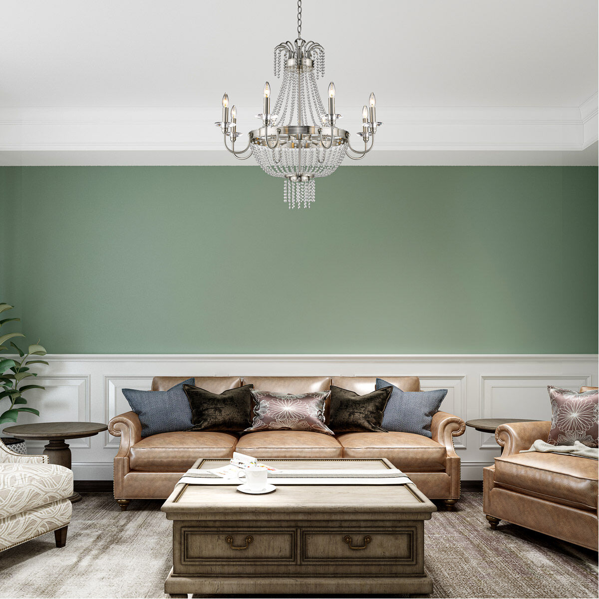 Valentina 8 Light 32 inch Brushed Nickel Chandelier Ceiling Light