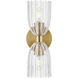 Transitional 2 Light 5 inch Natural Brass Wall Sconce Wall Light