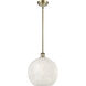 Ballston White Mouchette 1 Light 12 inch Antique Brass Stem Hung Pendant Ceiling Light