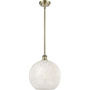 Ballston White Mouchette 1 Light 12 inch Antique Brass Stem Hung Pendant Ceiling Light