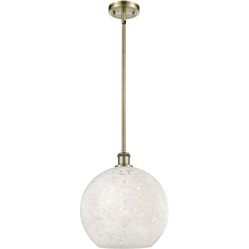 Ballston White Mouchette 1 Light 12 inch Antique Brass Stem Hung Pendant Ceiling Light