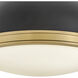 Barton 2 Light 14.25 inch Black with Lacquered Brass Flush Mount Ceiling Light