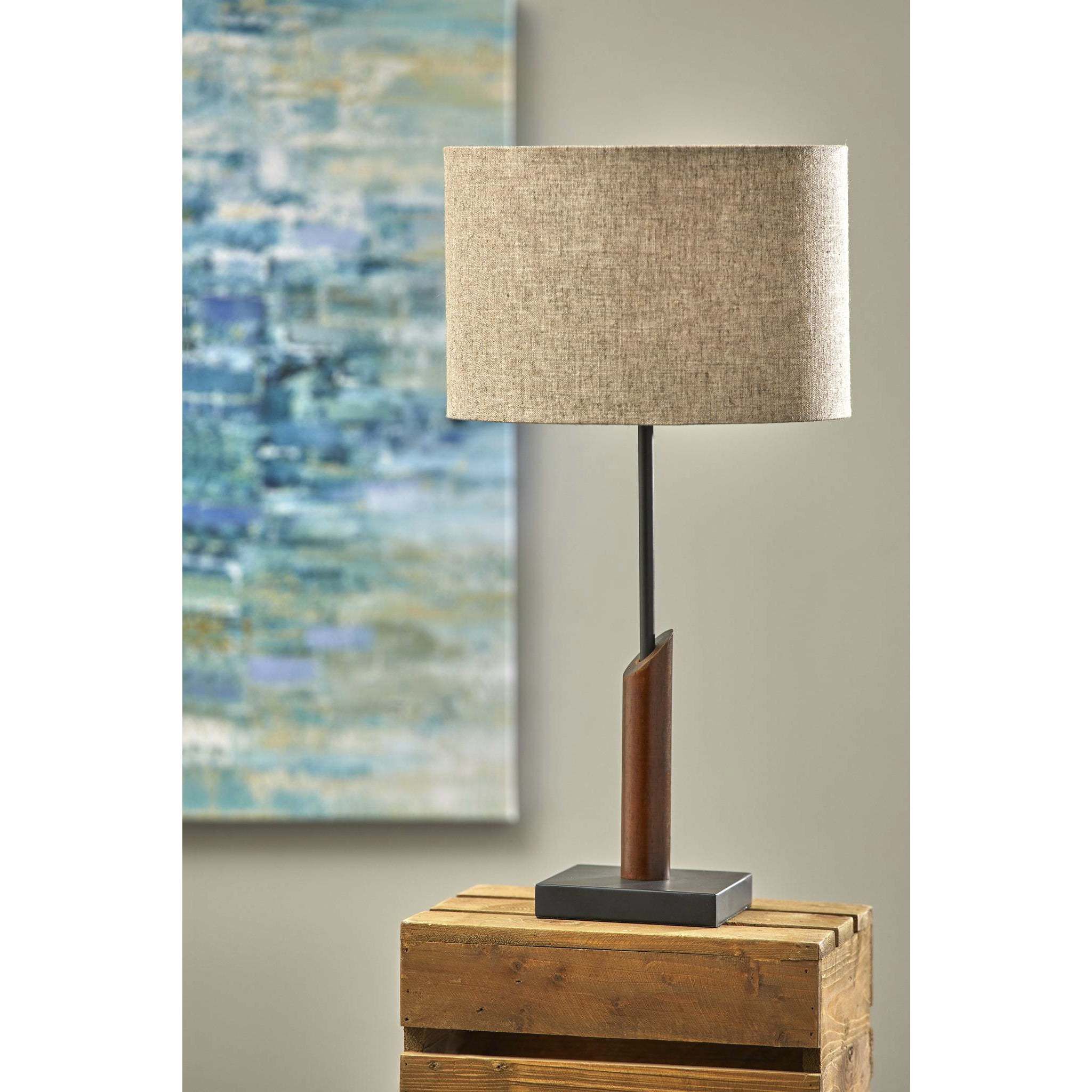 Ethan 23 inch 60.00 watt Black with Walnut Wood Table Lamp Portable Light