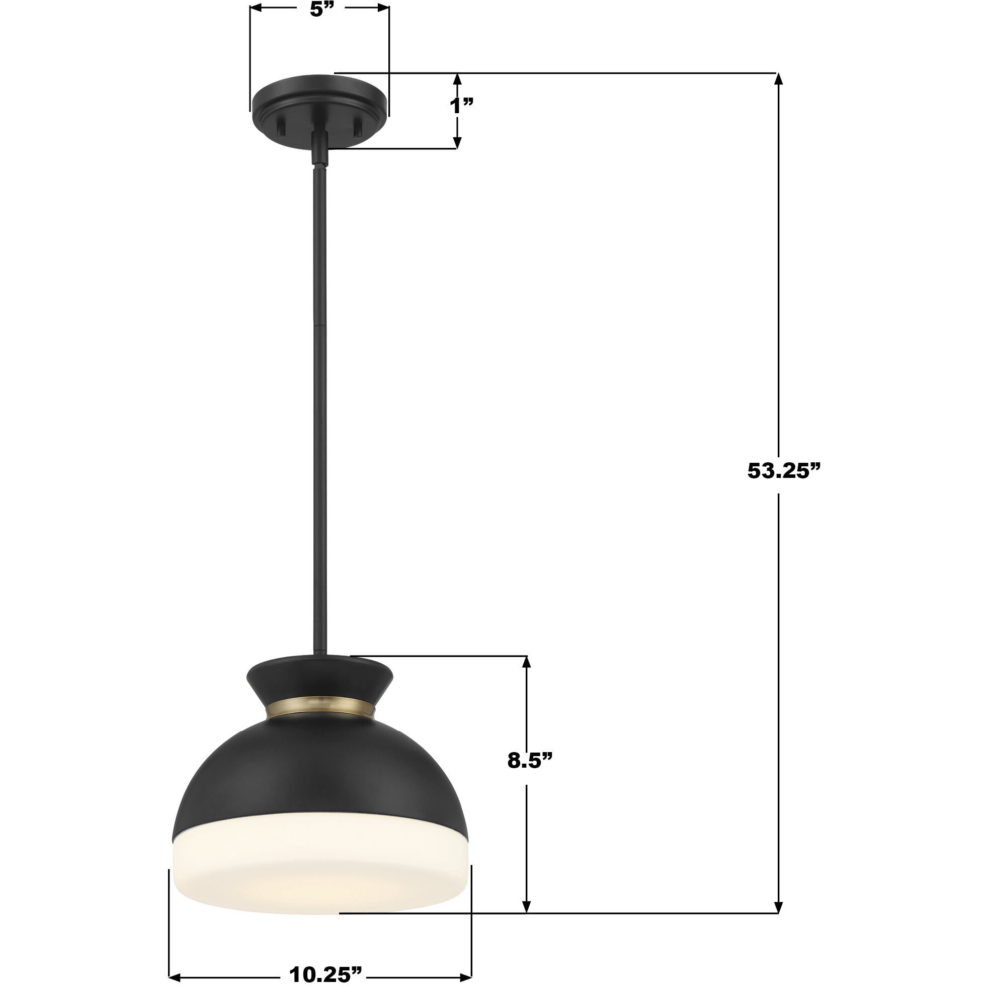 Gidget 1 Light 10.25 inch Matte Black and Vibrant Gold Mini Pendant Ceiling Light