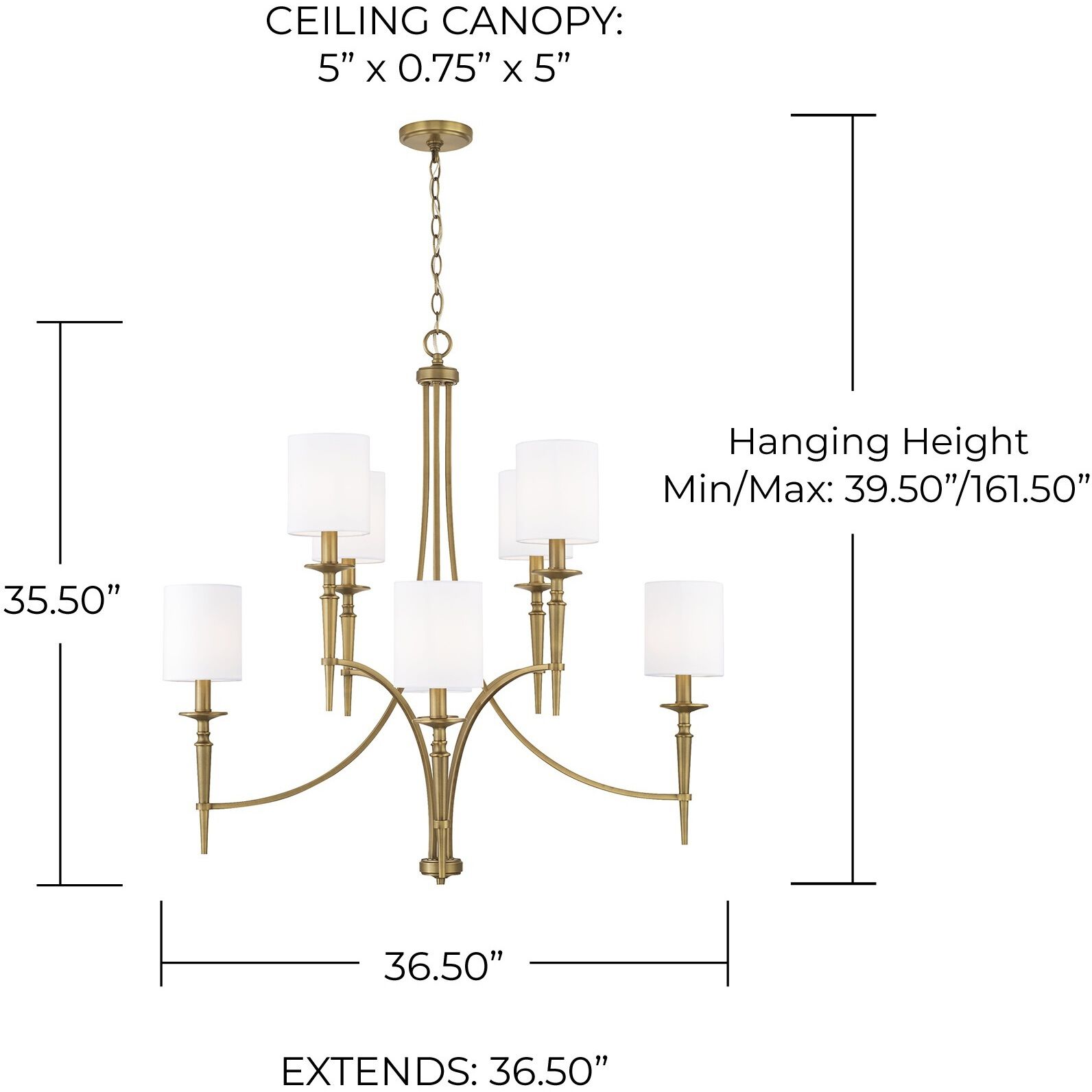 Abbie 8 Light 37 inch Aged Brass Chandelier Ceiling Light