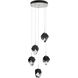 Chrysalis 5 Light 15.4 inch White Pendant Ceiling Light in Black Crystal, Small