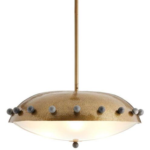 Fenton 3 Light 23.5 inch Antique Brass and Black Pendant Ceiling Light